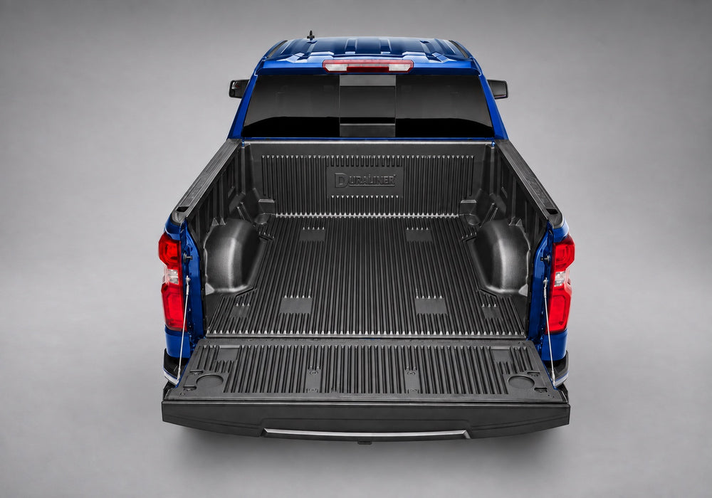 DuraLiner under-rail truck bed liner, rear view with tailgate open