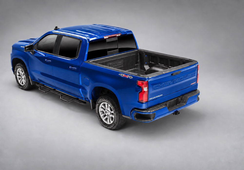 DuraLiner under-rail truck bed liner, angled rear view with tailgate closed