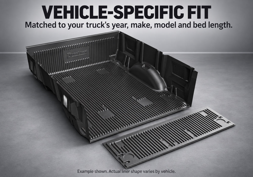DuraLiner vehicle-specific fit, liner shape varies by truck year, make, model and bed length