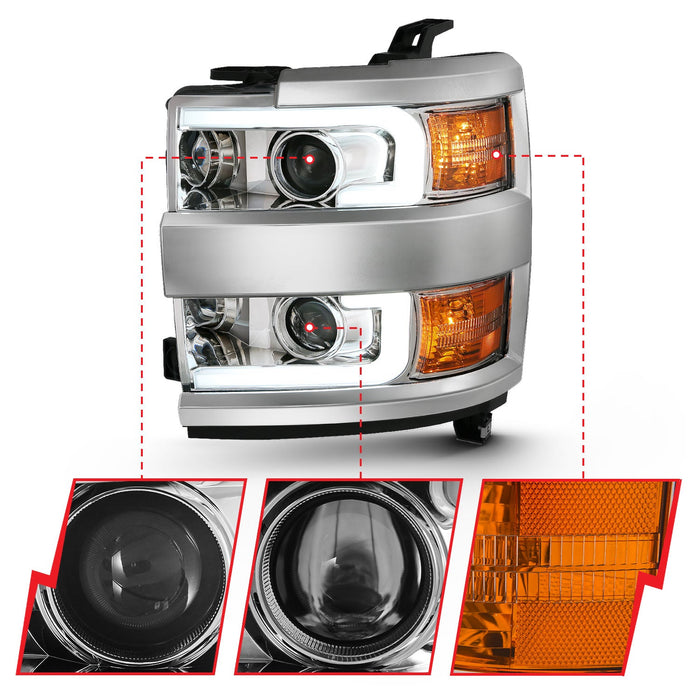 Anzo Projector Headlights for 2015 to 2019 Chevrolet Silverado 2500HD & 3500HD with Halogen Headlights - image 10