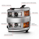Anzo Projector Headlights for 2015 to 2019 Chevrolet Silverado 2500HD & 3500HD with Halogen Headlights - image 13