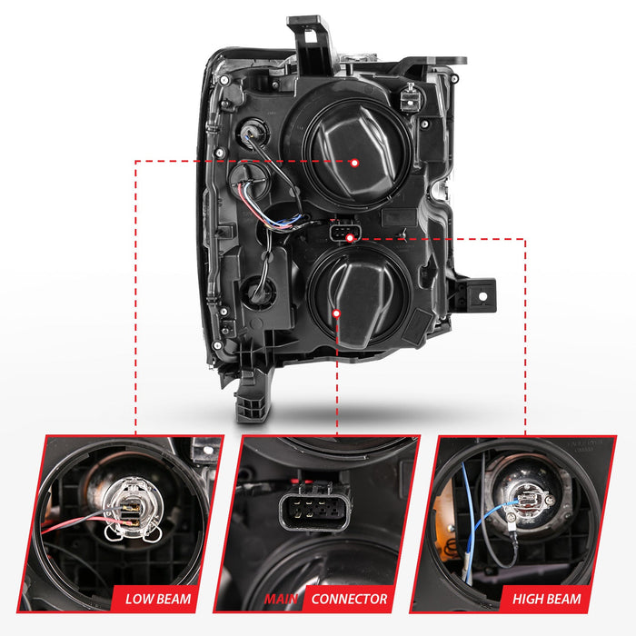 Anzo Projector Headlights for 2015 to 2019 Chevrolet Silverado 2500HD & 3500HD with Halogen Headlights - image 4