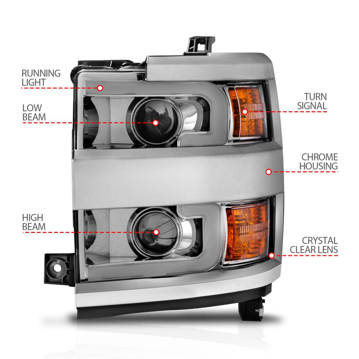 Anzo Projector Headlights for 2015 to 2019 Chevrolet Silverado 2500HD & 3500HD with Halogen Headlights - image 15