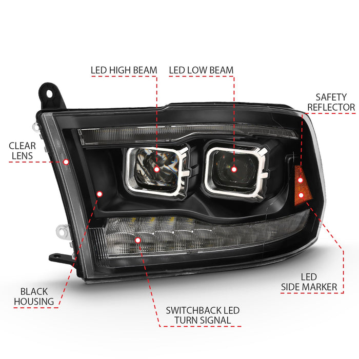 Anzo Projector Headlights for 2009 to 2018 RAM 1500, 2500 & 3500, Dual LED, All Models - image 7