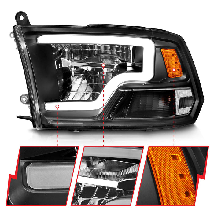 Anzo Full LED Crystal Headlights Kit with Sequential LED Tail Lights for 2009 to 2018 RAM 1500, 2500 & 3500 with Non-Projector Headlights - image 4