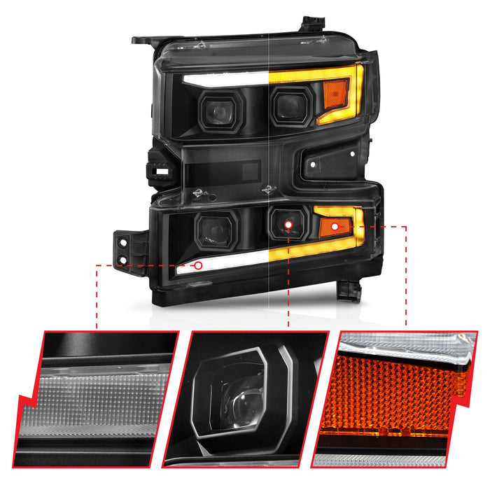 Anzo Projector Headlights for 2019 to 2021 Chevrolet Silverado 1500 with Halogen Headlights, Not Trail Boss - image 3