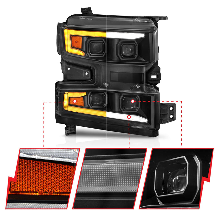 Anzo Projector Headlights Pair Kit for 2019 to 2021 Chevrolet Silverado 1500 with Halogen Headlights, Not Trail Boss - image 4