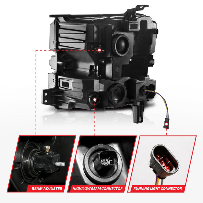 Anzo Projector Headlights for 2019 to 2021 Chevrolet Silverado 1500 with Halogen Headlights, Not Trail Boss - image 8