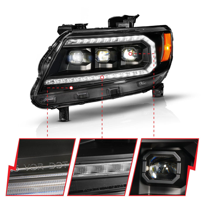 Anzo Full LED Projector Headlights Kit with LED Tail Lights for 2015 to 2022 Chevrolet Colorado with Halogen Headlights - image 2