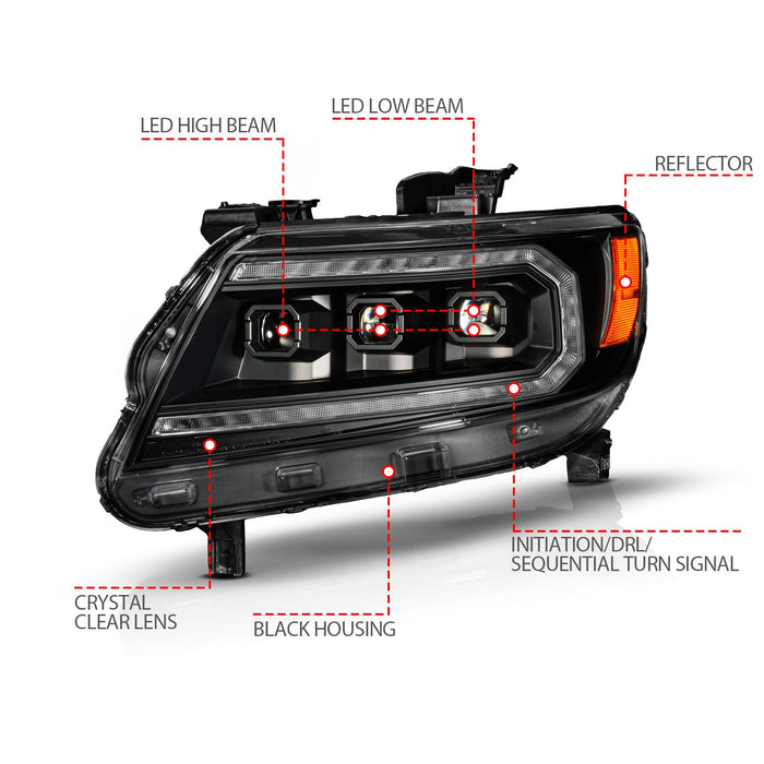 Anzo Full LED Projector Headlights Kit with LED Tail Lights for 2015 to 2022 Chevrolet Colorado with Halogen Headlights - image 3