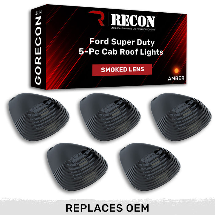 Recon Amber Xenon Cab Roof Lights Clear Lens Kit with LED Cab Light Bulbs for 1999 to 2016 Ford F-250, F-350 & F-450 with Factory Cab Lights: cab light lenses clear lens
