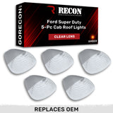Recon Amber Xenon Cab Roof Lights Clear Lens Kit with LED Cab Light Bulbs for 1999 to 2016 Ford F-250, F-350 & F-450 with Factory Cab Lights: cab light lenses clear lens