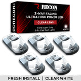 Recon 2-Way LED Cab Roof Light Kit, Clear Lens with White LED, with Install Template for 2017 to 2026 Ford F-250, F-350 & F-450: cab roof lights Clear Lens / White LED