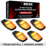 Recon 2-Way LED Cab Roof Light Kit, Smoked Lens with Amber LED, with Install Template for 2019 to 2026 RAM 2500 & 3500: cab roof lights Smoked Lens / Amber LED