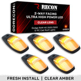 Recon 2-Way LED Cab Roof Light Kit, Clear Lens with Amber LED, with Install Template for 2019 to 2026 RAM 2500 & 3500: cab roof lights Clear Lens / Amber LED