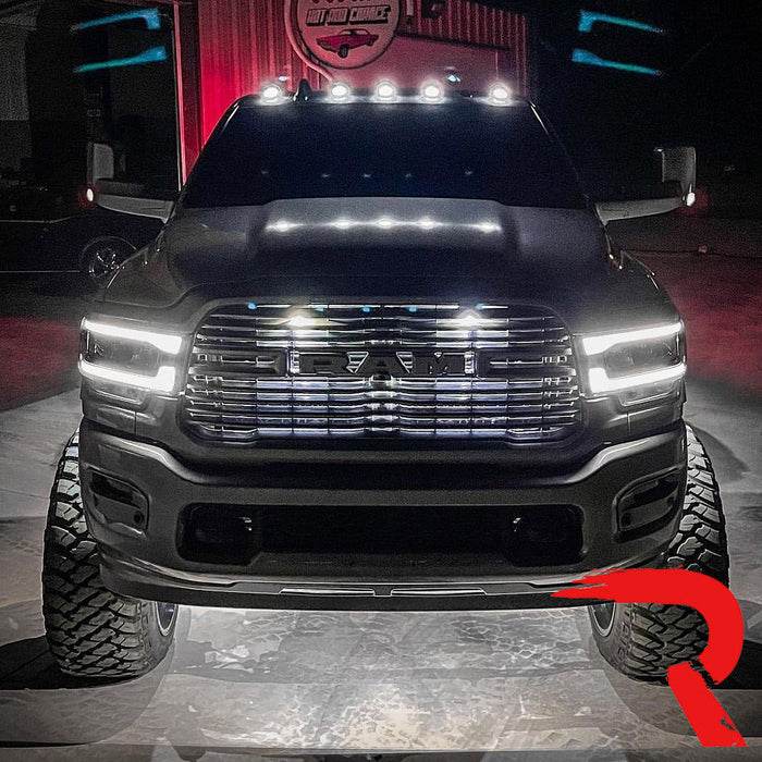 Recon 2-Way LED Cab Roof Light Kit, Clear Lens with Amber LED, with Install Template for 2019 to 2026 RAM 2500 & 3500: cab roof lights Clear Lens / Amber LED
