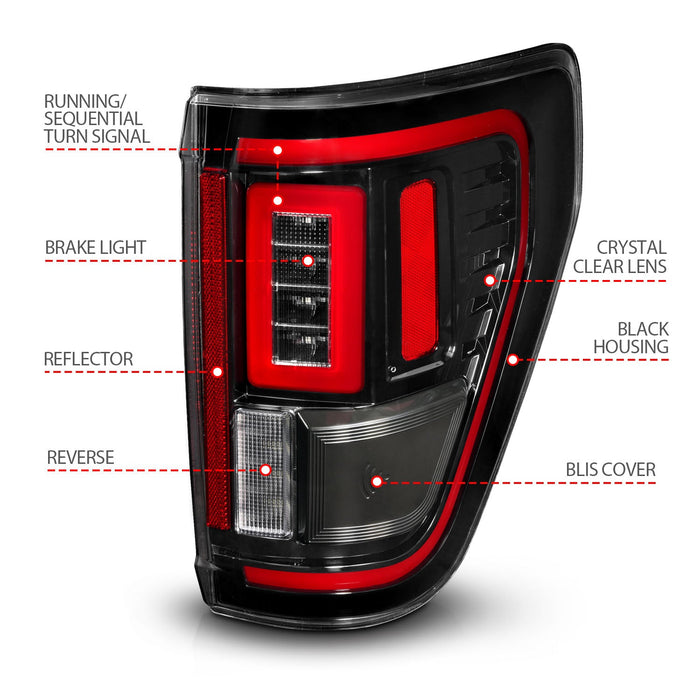 Anzo Full LED Tail Lights Kit with LED Third Brake Light for 2021 to 2023 Ford F-150 - image 5