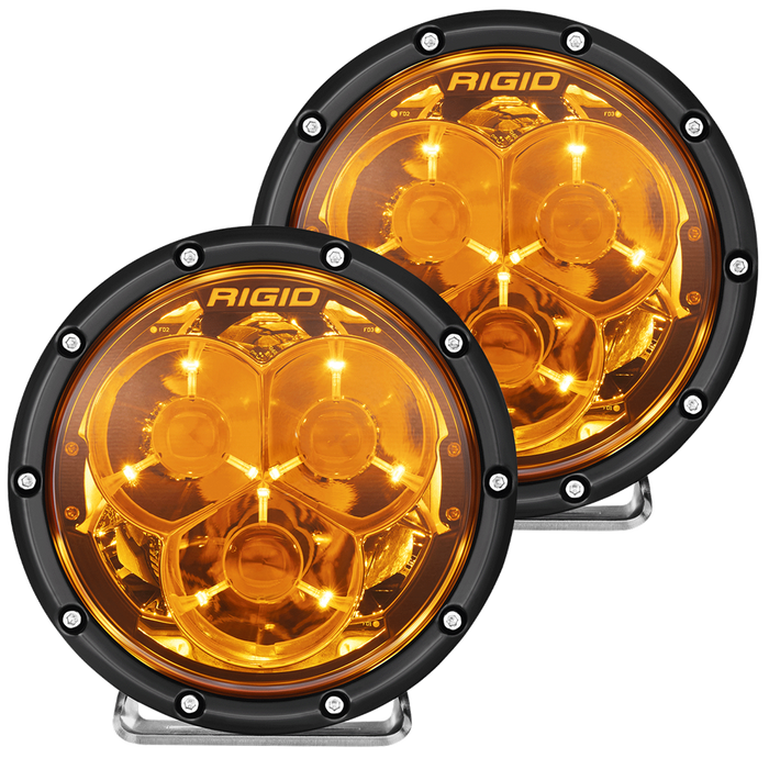 Rigid Industries 360-Series Laser Optic 6 Inch Amber PRO LED Pod Light Pair Kit with Wiring Harness: 360-Series Laser Optic 6 inch LED light pair, Amber PRO lens