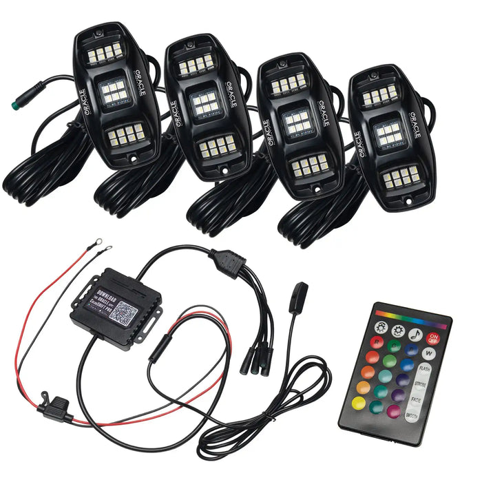 Oracle Lighting ColorSHIFT RGB+W Bluetooth Rock Light Kit 4 Piece with Two 10 ft Extension Cables: RGB+W rock light kit 4 piece