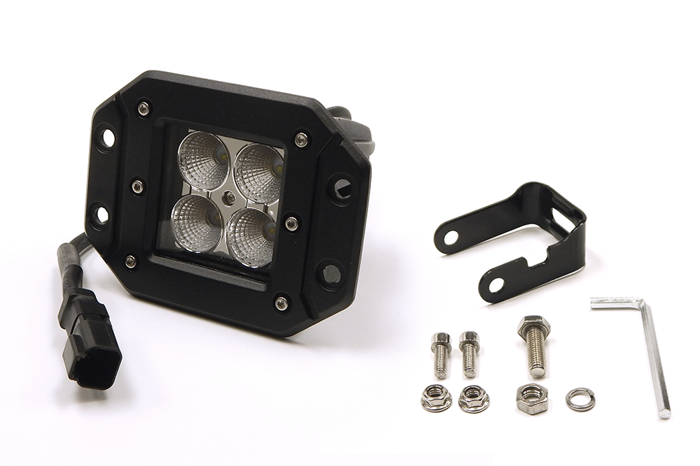 Southern Truck 3 Inch Chrome Flood Flush Mount LED Cube Light Pair Kit with Dual Wiring Harness: 3 Inch Chrome Flush Mount LED Cube Light