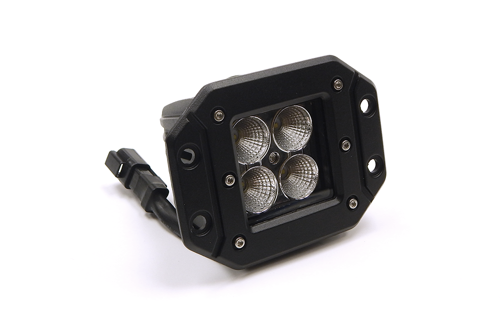 Southern Truck 3 Inch Chrome Flood Flush Mount LED Cube Light Pair Kit with Dual Wiring Harness: 3 Inch Chrome Flush Mount LED Cube Light