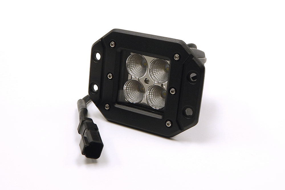 Southern Truck 3 Inch Chrome Flood Flush Mount LED Cube Light Pair Kit with Dual Wiring Harness: 3 Inch Chrome Flush Mount LED Cube Light