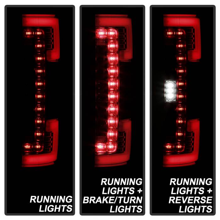 Spyder LED Tail Lights for 2017 to 2018 Ford F-250 Super Duty with Factory LED Tail Lights & Blind Spot Monitoring, Red Clear - image 3