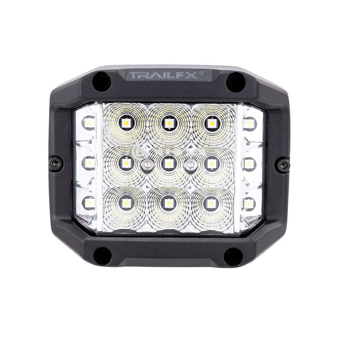 TrailFX 4 Inch Side Shooter LED Pod Light Single Kit with Wiring Harness: 4 Inch Side Shooter LED Pod Light, White Single