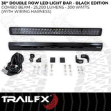 TrailFX 30 inch Black Edition Double Row LED Light Bar Kit with Wiring Harness: 30 inch Black Edition Double Row LED Light Bar