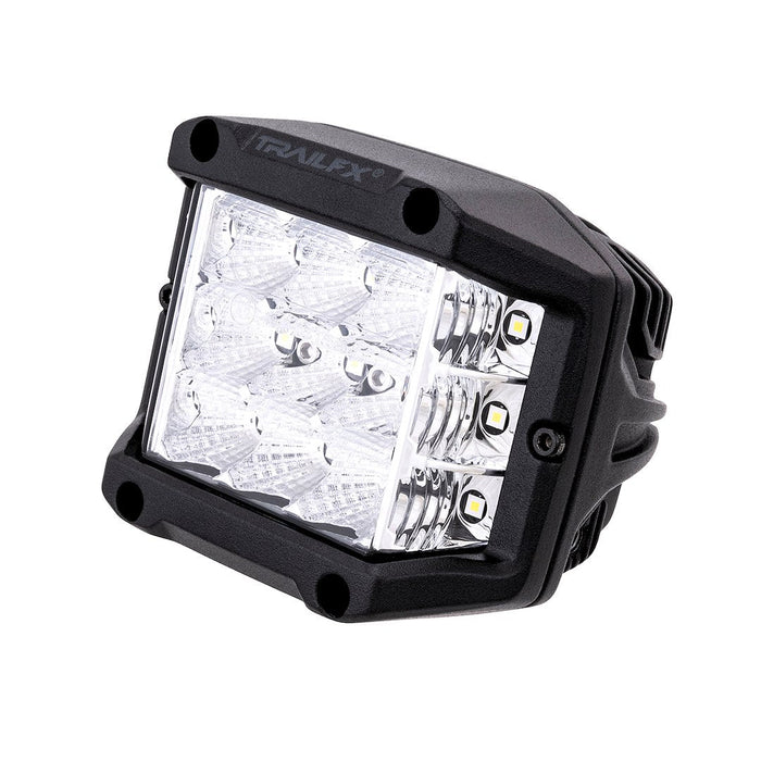 TrailFX 4 Inch Side Shooter LED Pod Light Single Kit with Wiring Harness: 4 Inch Side Shooter LED Pod Light, White Single