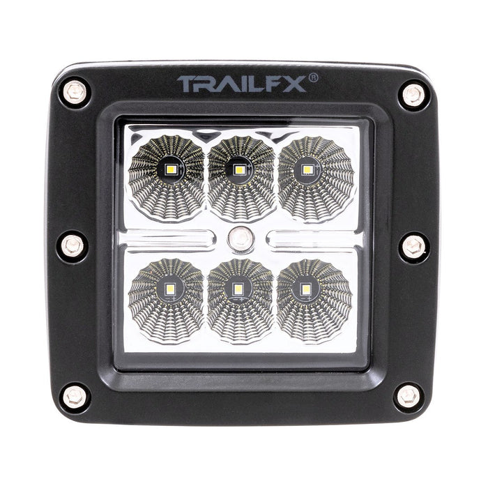TrailFX 3 Inch LED Cube Pod Light Single Kit with Wiring Harness: 3 Inch LED Cube Pod Light, 6-LED Flood Single