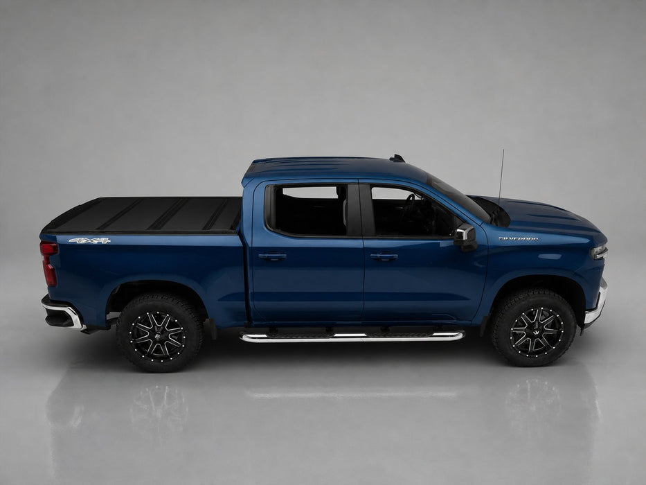 BAKFlip MX4 tonneau cover on 2019-2027 Chevy/GMC Silverado/Sierra 1500 5'8" bed, passenger side profile, cover closed