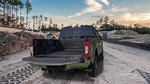 Duraliner bed liner in a Super Duty on a job site