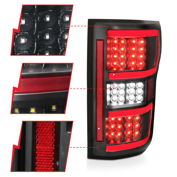Anzo LED Tail Lights Kit with LED Third Brake Light for 2018 to 2020 Ford F-150 with Halogen Tail Lights, without BLIS - image 2